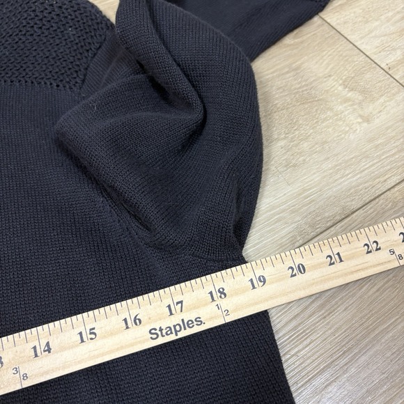 Ralph Lauren Black Cotton Rack Stitch Yoke Mockneck Dress Size XL Long Sleeve - Picture 5 of 9